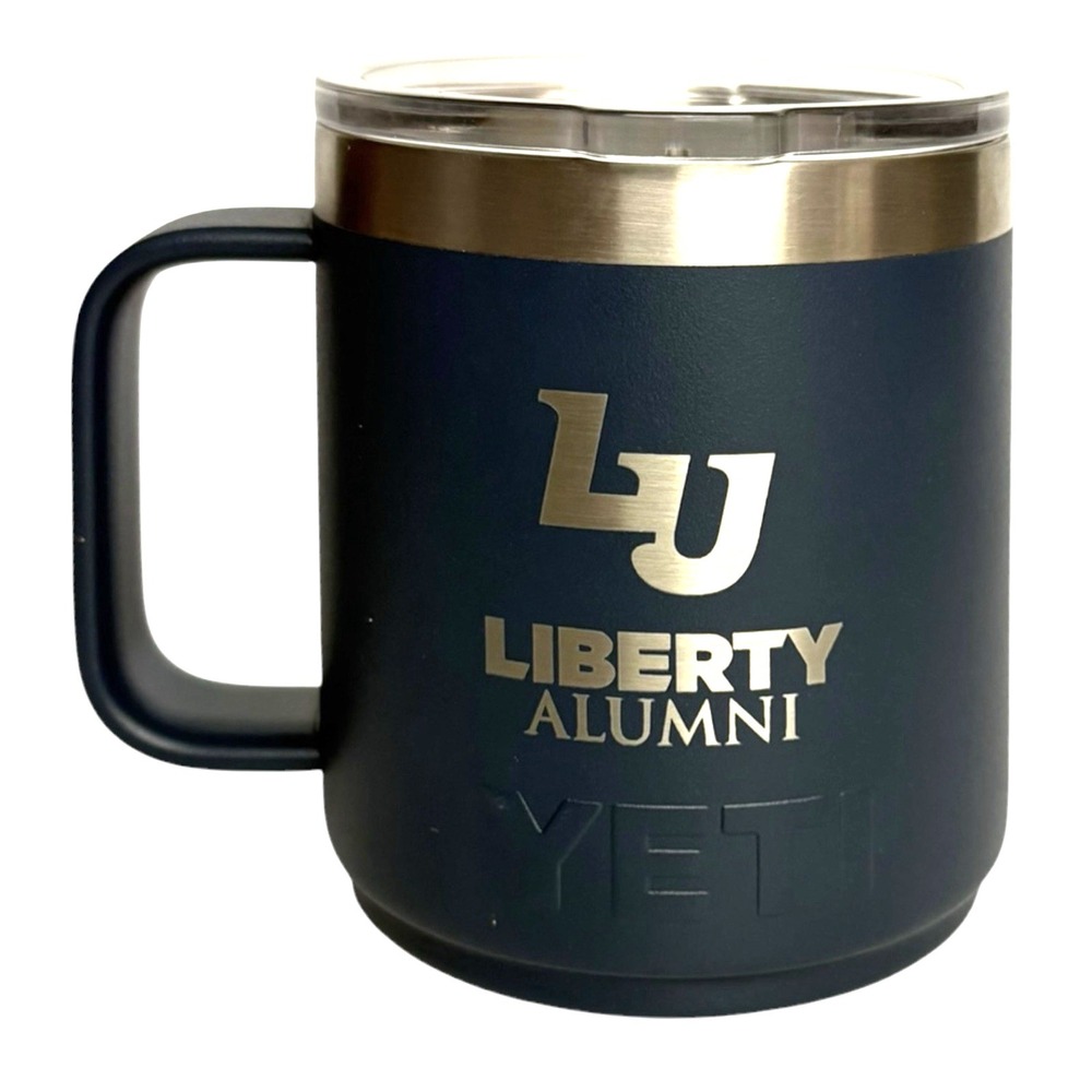 YETI Rambler 14oz Mug Navy Blue w/Clear Lid Stainless Steel Liberty Alumni